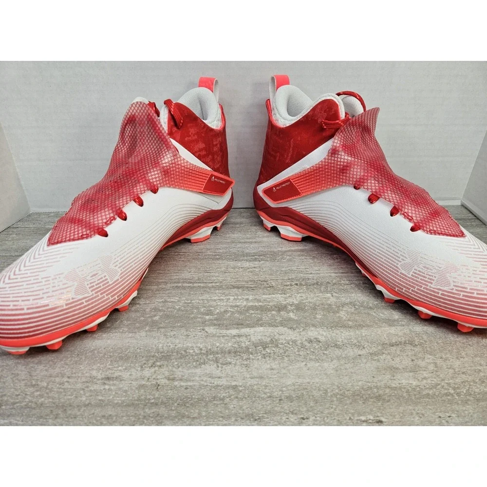 Under Armour UA Highlight Hammer Football Cleats - Red and White - Men's Size 11